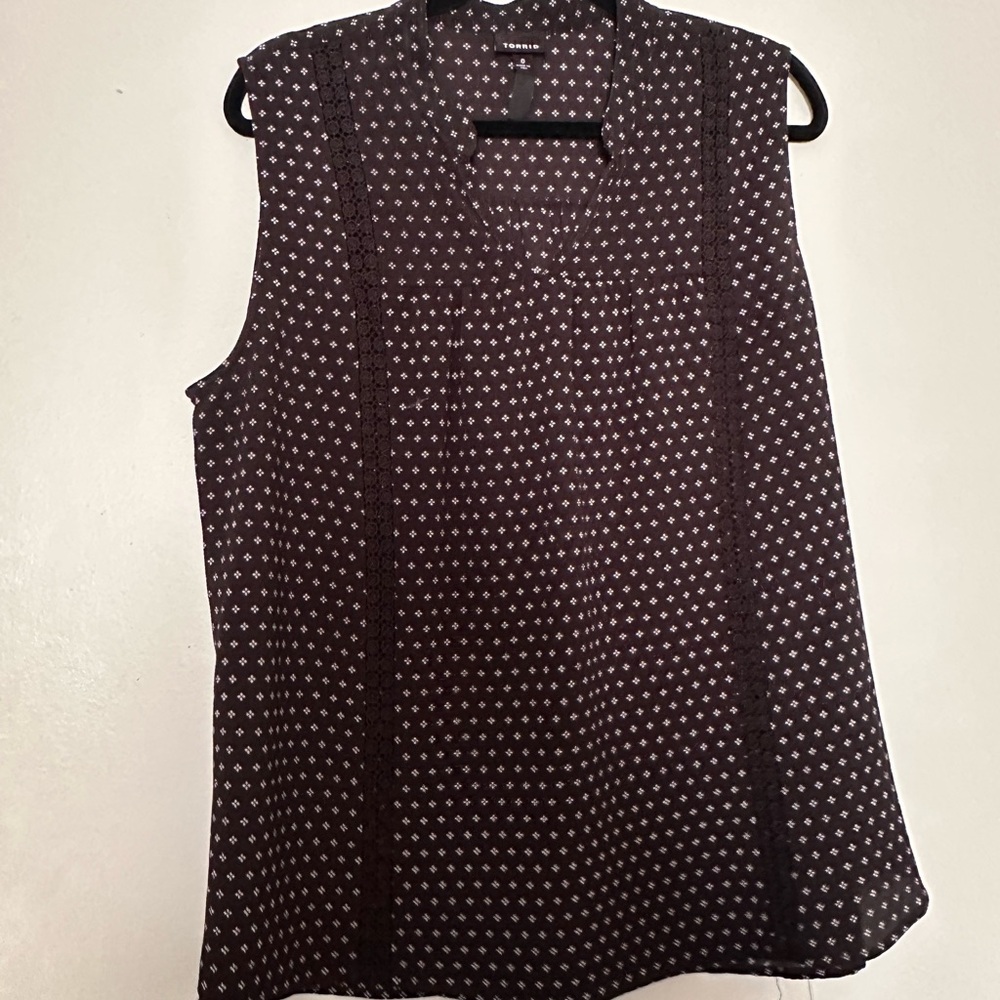 Torrid Black and White V-Neck Blouse